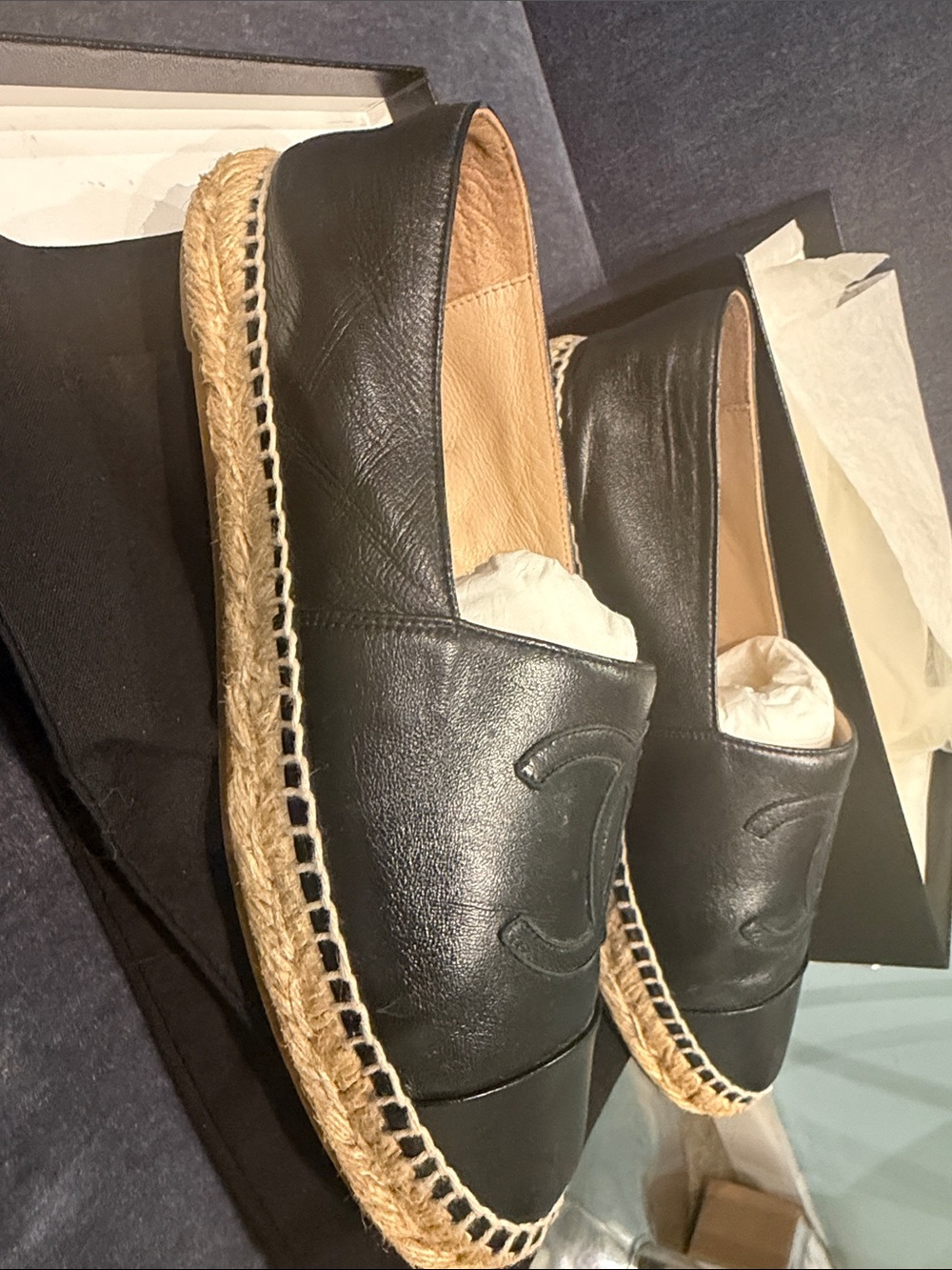 CHANEL Tan Espadrille Flats with Natural Jute Trim - Picture 3 of 5